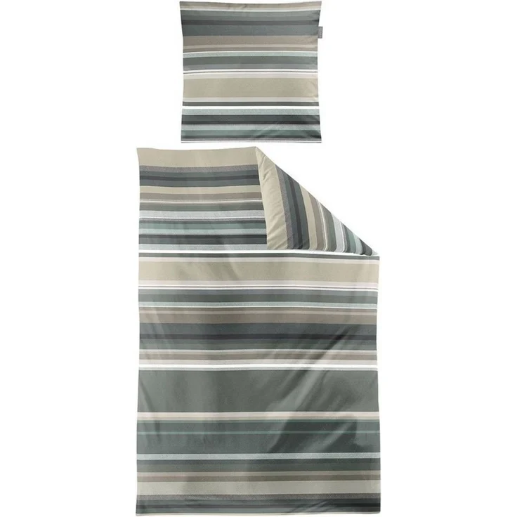 Irisette Bettwäsche VAYA, Grün, Grau, 135x200 cm, Reißverschluss, Mako-Satin – Bild 4