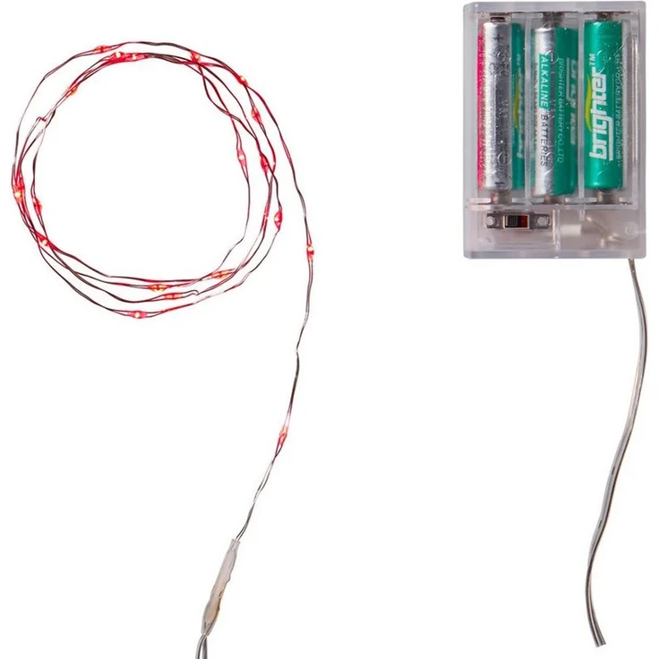 Lights4fun LED-Lichterkette 20er LED Micro Lichterkette rot batteriebetrieben – Bild 2