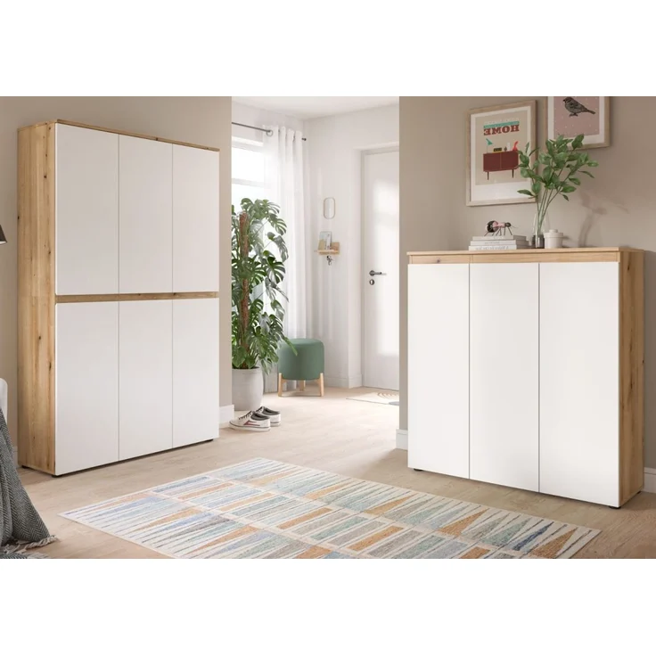 Mehrzweckschrank Assino in weiß und Eiche 105x175 cm – Bild 6
