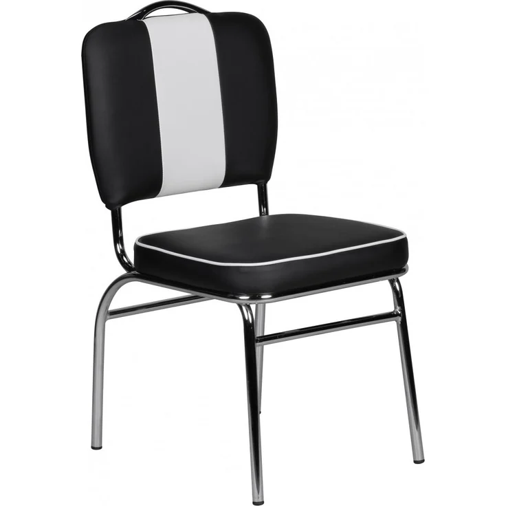 Esszimmerstuhl American Diner 50er Jahre Retro, Sitzfläche gepolstert mit Rücken-Lehne, Essstuhl Farbe Schwarz Weiß – Bild 6