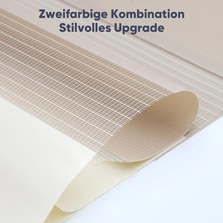 Sekey Doppelrollo Klemmfix ohne Bohren für Fenster, Zweifarbig Doppelrollo 100 cm breit, Duo Rollo Jalousie Sonnenschutz, 100x130 cm, Beige & Braun – Bild 6
