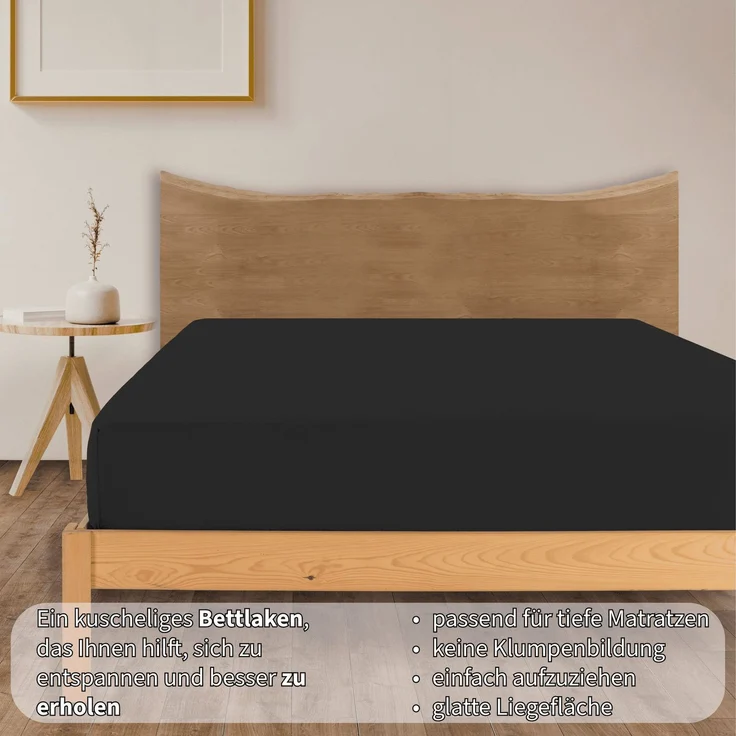 KK Jersey Spannbettlaken, Baumwolle Schwarz, 90 x 200 x 30 cm – Bild 11