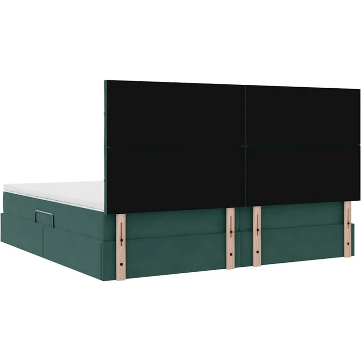 vidaXL Aufbewahrungsbett mit Matratze Dunkelgrün 200 x 200 cm Samt 3372054 – Bild 11