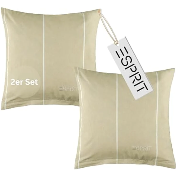 Esprit Bettwäsche HARPLINES Renforcé Kissenbezüge und Bettwäsche, Baumwolle, 2 teilig, 40 x 40 cm 2er Pack in Beige – Bild 2