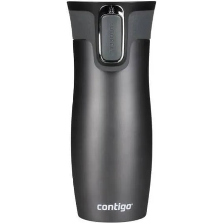 Contigo Thermobecher West Loop Autoseal, Edelstahl Isolierbecher, Reisebecher, Kaffebecher To Go, 100% dicht, auslaufsicher, hält bis zu 5h heiß-12h kalt, 470 ml, Grau