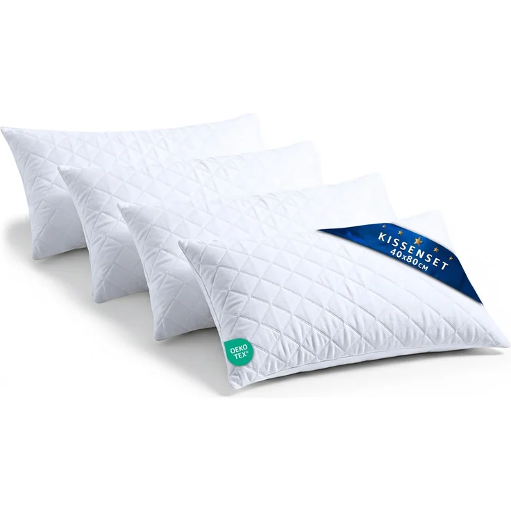 Amazinggirl Kopfkissen 40x80 cm - Kissen Allergiker Schlafkissen Polster Pillow Made in EU und Pillows for Sleeping 80x40 Bett Kissens für Schlafen Oeko-Tex Weiß - 4 Stück