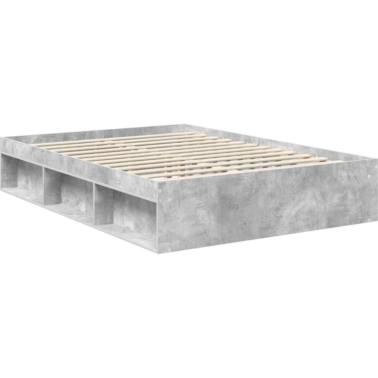 vidaXL Bettrahmen mit Kopfteil Beton 140 x 200 cm Massives Kiefernholz 3411410 – Bild 4