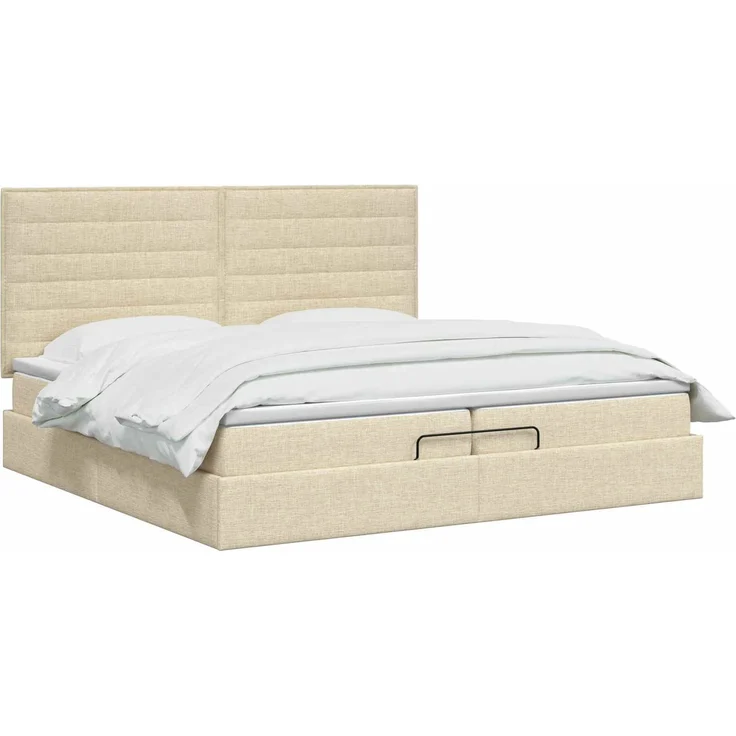 vidaXL Ottoman Bett mit Matratze mit Kopfteil Creme 200 x 200 cm Stoff 3457437 – Bild 3