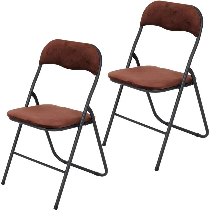 Brixy Klappstühle - 2er Set - Klappstühle - Samt - Esstisch Stühle - Klappstühle - 43 x 47 x 80 cm - Stühle - Braun – Bild 1