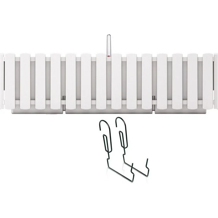 Prosperplast Blumenkasten Boardee Fencycase, Balkonkasten mit Aufhängung 58cm Weiß/Grau/Braun/Anthrazit – Bild 1