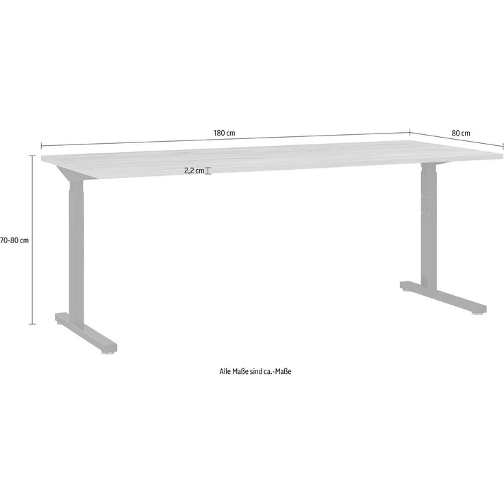 GERMANIA Schreibtisch 4253-582 Grandson-Eiche-Nb./Schwarz mechanisch höheneinstellbar – Bild 2