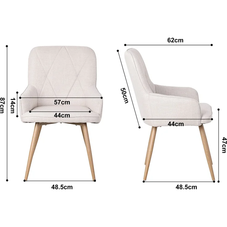 HOMAVO Esszimmerstuhl 4 Stück mit Armlehnen Stoff Ota 57x62x87cm, YZ3 – Bild 8