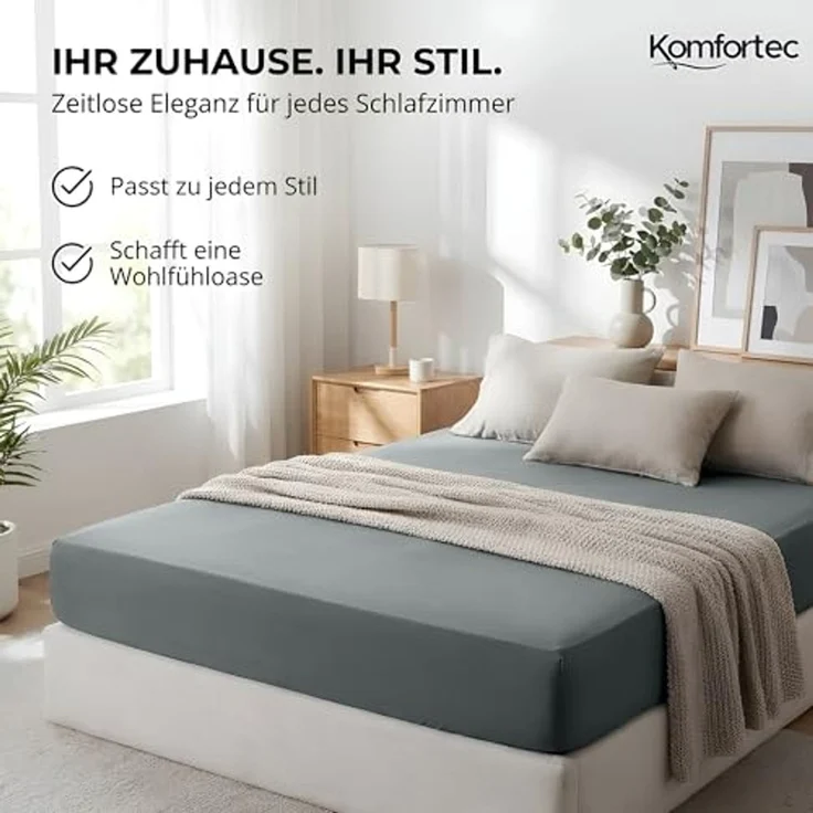 Komfortec Spannbettlaken Boxspringbett bis 15cm - 30cm Matratzenhöhe, Mikrofaser, Gummizug: Rundum, (2 Stück) – Bild 6