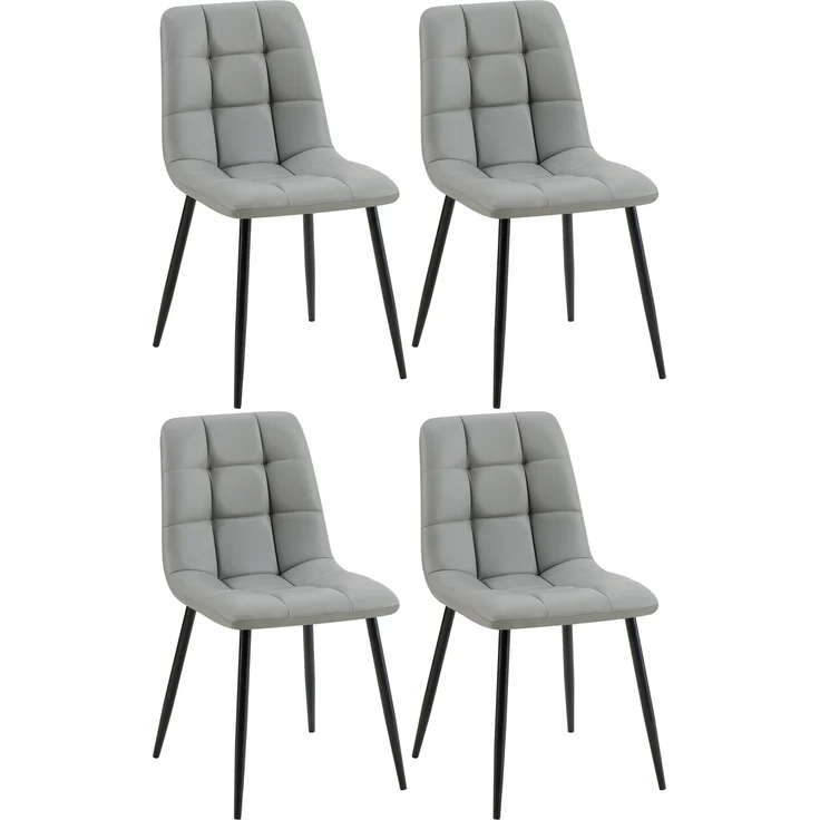 4er Set Esszimmerstuhl FANOR - Kunstleder Hellgrau 45x55x84 cm | Essstühle Esszimmerstühle Küchenstühle Wohnzimmerstühle – Bild 1