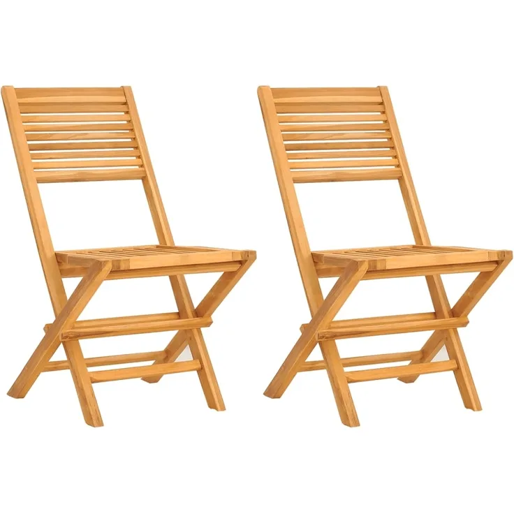 vidaXL Gartenstühle 2 Stk. Klappbar 47x62x90 cm Massivholz Teak 362761