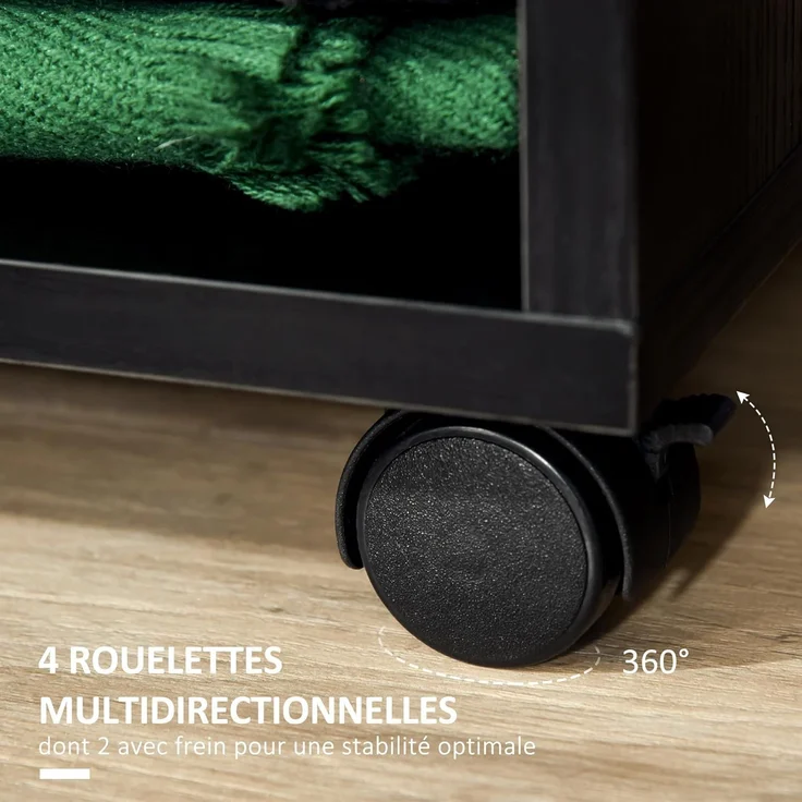 HOMCOM Kleiderschrank, 2 Fächer, 4 Lenkrollen, Maße: 60 x 40 x 128 cm, Schwarz – Bild 4