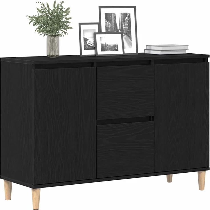 vidaXL Sideboard mit Schubladen Schwarz 102 x 35 x 60 cm Holzwerkstoff 862044 – Bild 2