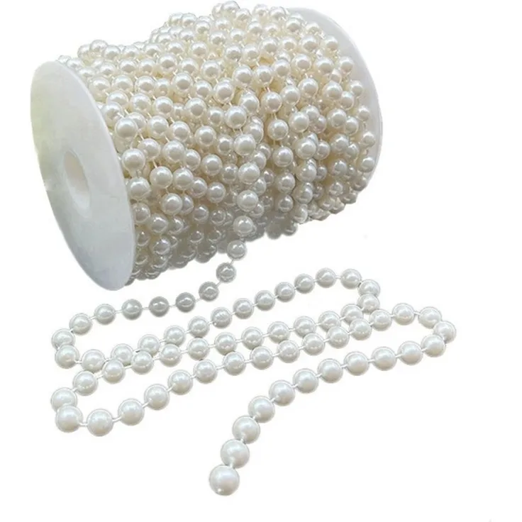 CLTYQ Girlanden Perlen-Girlande von 6-34m mit 6-14mm Durchmesser für Bastelarbeiten, Elegante Perlen für Weihnachtsbaum, Hochzeit, Party-Dekor