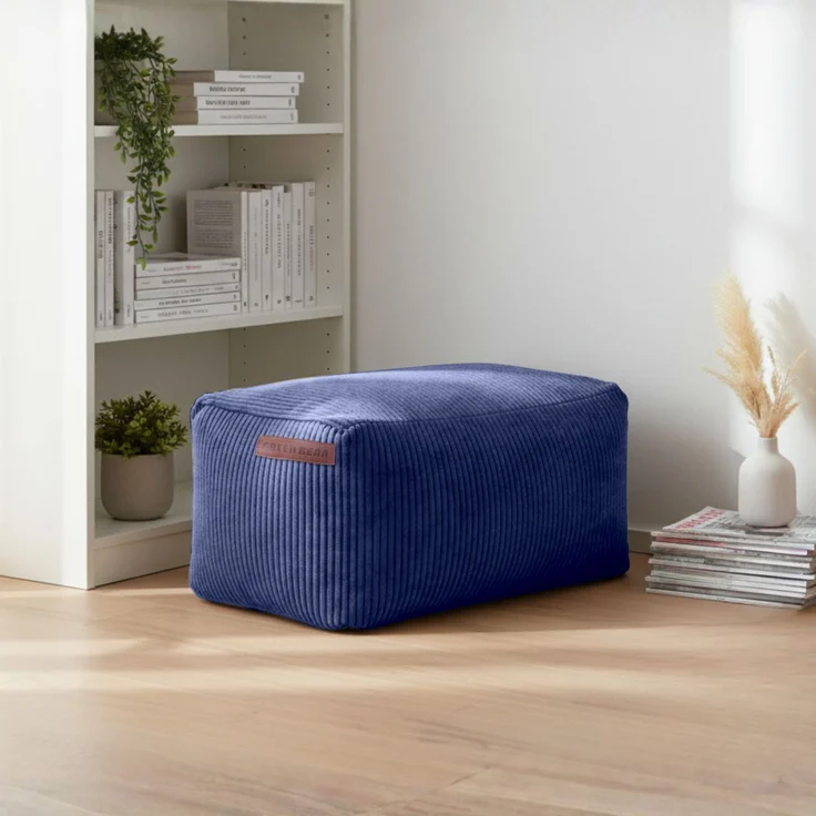 Green Bean® Indoor Sitzhocker Pouf 70x33x28cm EPS-Perlen Füllung & Cordstoff Kuschelig Weich Waschbar - Drinnen Bodenkissen Liegekissen Sitzkissen Sitzhocker Sessel Kinder Erwachsene Stoff Dunkelblau – Bild 3