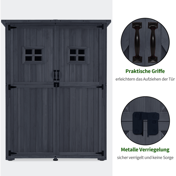 M MCombo Gartenschrank Gartenhaus Holz Outdoor Wetterfest , 0912EY(grau) – Bild 7
