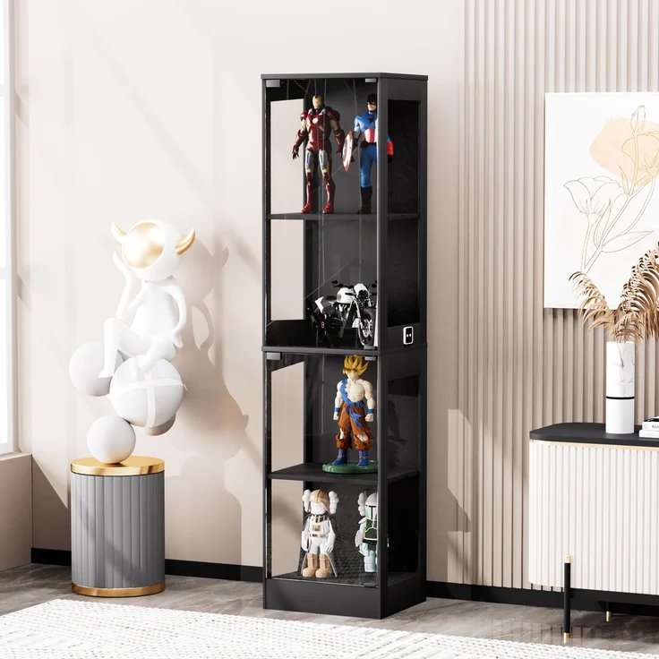 Glasvitrine 40 x 35 x 165 cm mit Glastüren, LED-Beleuchtung und Bewegungssensor – Bild 3