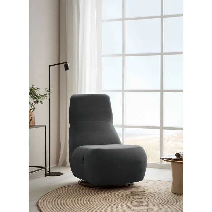 DOMO. collection Sessel 700024, Polstersessel, Drehfunktion, gepolsterte Rückenlehne, Rückenfunktion, Wippfunktion, Hochlehner, Polstergarnitur, 68 x 88 x 67 (BxTxH), dunkelgrau – Bild 1