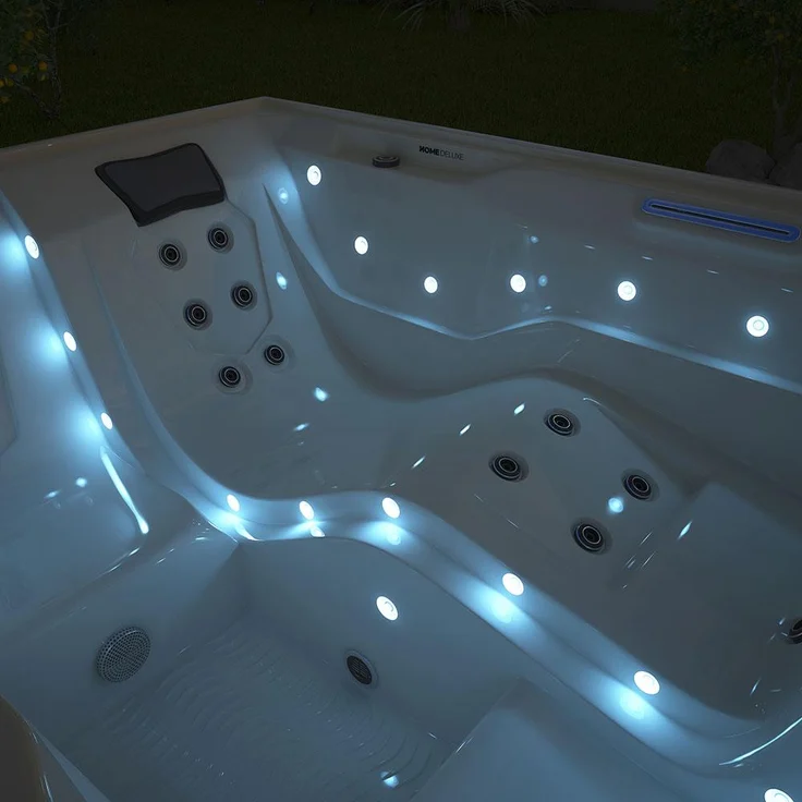 HOME DELUXE Outdoor-Whirlpool 'Stream', 211 x 156 cm, für 3 Personen, mit Treppe & Thermoabdeckung – Bild 5