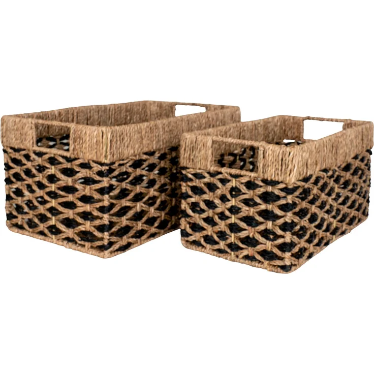 House Nordic Körbe, Seegras, schwarz/natur, 2er-Set – Bild 1