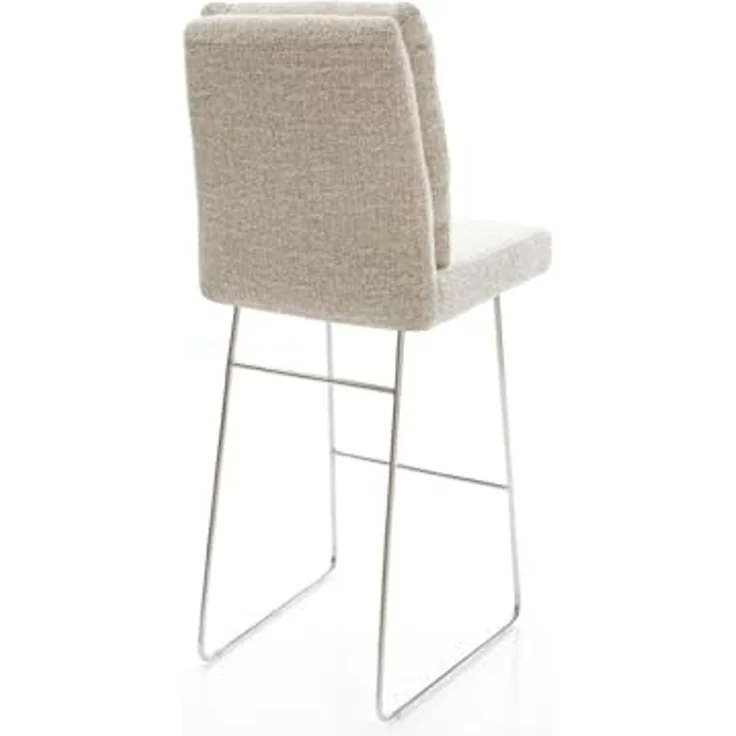 Barstuhl Pela-Flex Webstoff Soft Beige Kufengestell Edelstahl Silberfarben – Bild 6