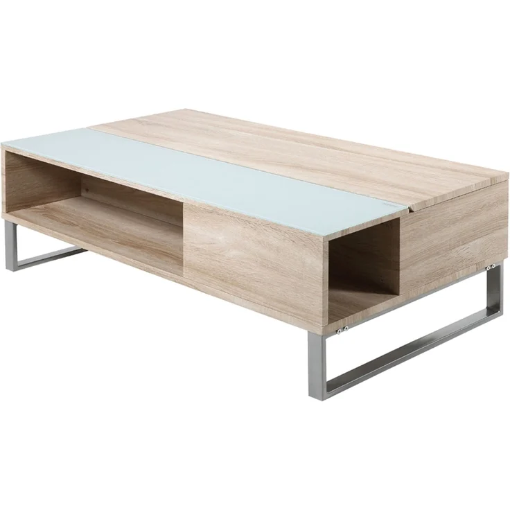 Selsey 'Kostrena' Couchtisch mit Glaseinsatz, Sonoma Eiche, ca. 35 x 60 x 110 cm – Bild 1