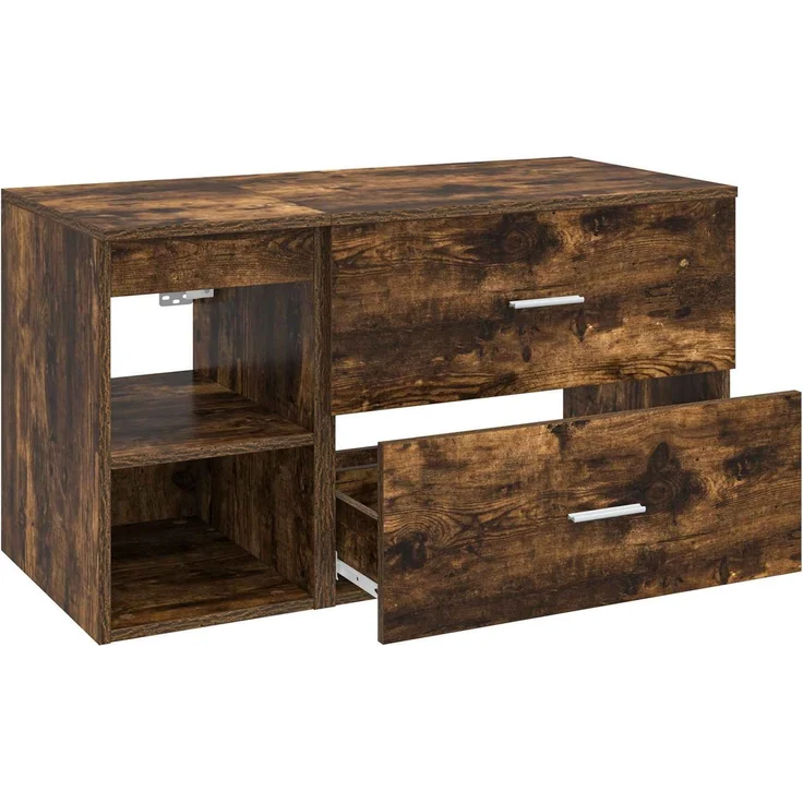 vidaXL Badezimmermöbel-Set zur Wandmontage 2 stk. Geräucherte Eiche 3403940 – Bild 4