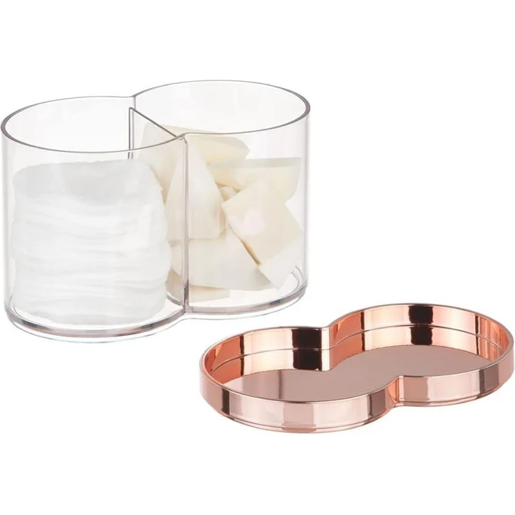 mDesign 2er-Set Kosmetik Organizer Wattepad Spender Aufbewahrung Ablage Roségold – Bild 6