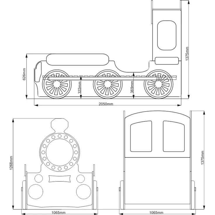 Lokomotive Kinderbett mit Matratze 90x190 Grün – Bild 7