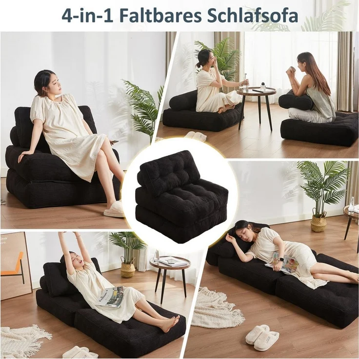 LITBIRD Schlafsofa faltbar, 4-in-1 Multifunktionssofa, Sitzsack-Sofa, Relaxsessel, 1 Teile, Spielsofa & Gästebett für kleine Räume – Bild 4
