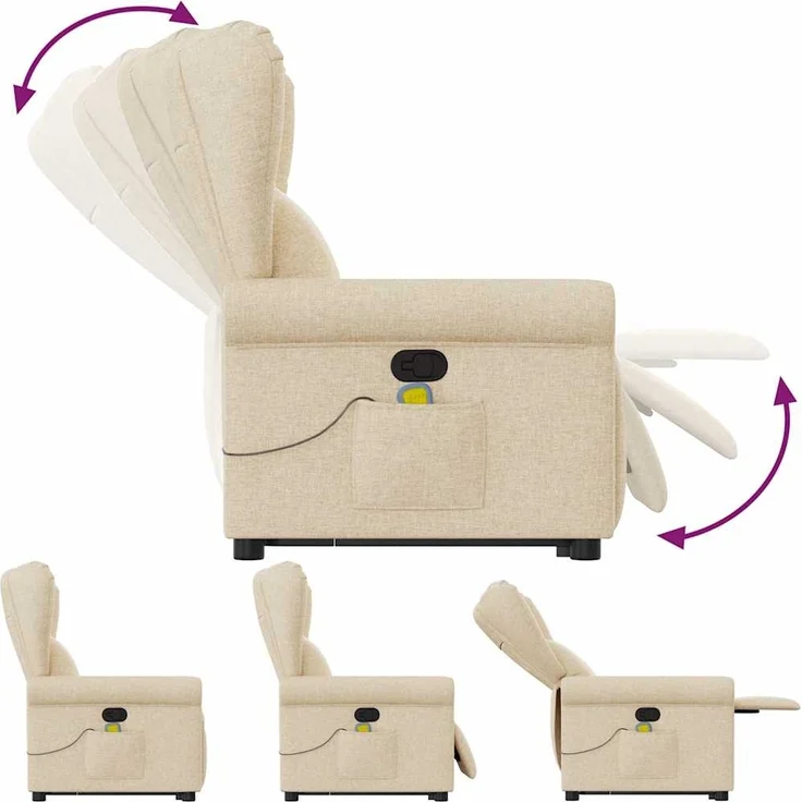 vidaXL Massagesessel mit Aufstehhilfe Creme Stoff 3303392 – Bild 6