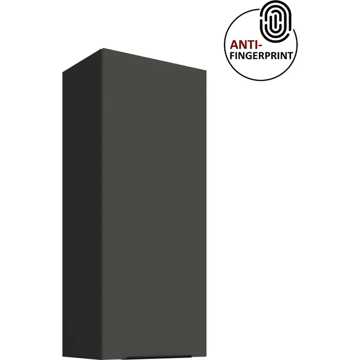 Küchen Hängeschrank 45 cm - Höhe 90 cm ARIA Graphite ultra matt + Schwarz matt, hochwertige Fronten mit Anti Fingerprint Beschichtung Küchenzeile Küchenblock – Bild 1