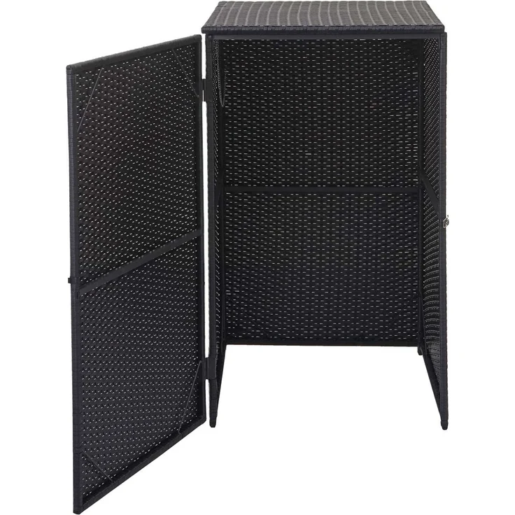 Mülltonnenverkleidung HWC-E25, Mülltonnenbox Mülltonnenabdeckung, Poly-Rattan 120l ~ schwarz – Bild 4