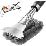 ABC 18-Zoll-Grillbürste und -Schaber, Grillreinigungsbürste aus Edelstahl, Drahtbürste