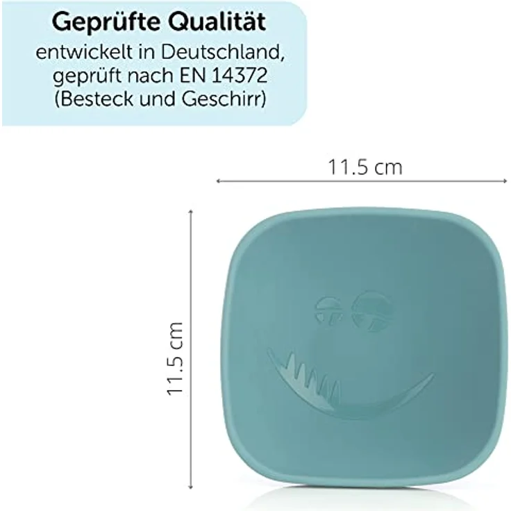 MiaMia Silikon-Schale 2er Pack mit Saugnapf, Monster Design, Petrol und Hellgrau, BPA-frei, mikrowellengeeignet, erhöhten Rand – Bild 8