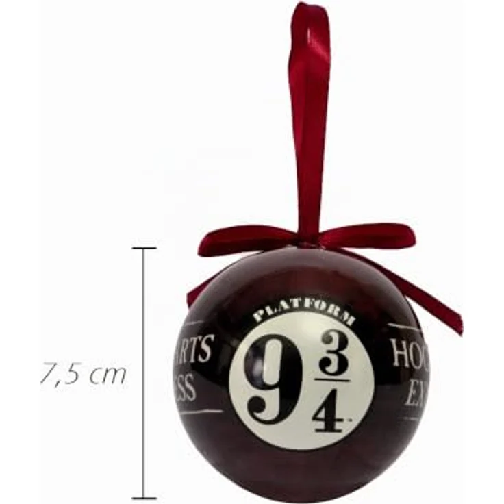 Ciao - Harry Potter Dekokugel Schiene 9 3/4 (Ø7,5cm) Original Wizarding World mit Stoffband für Weihnachtsbaum in Geschenkbox – Bild 4