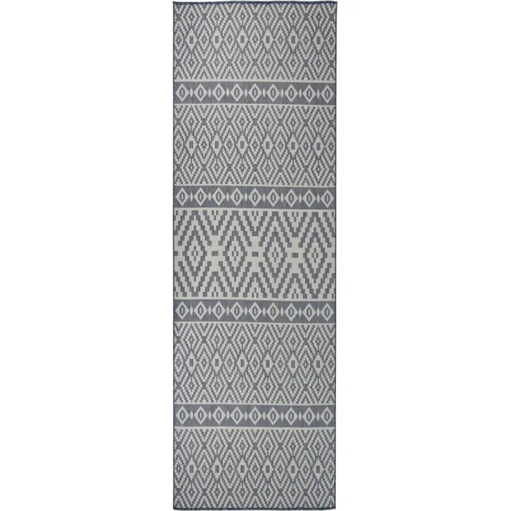 vidaXL Outdoor-Teppich Flachgewebe 80x250 cm Blau Gestreift 340835