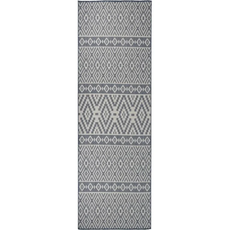 vidaXL Outdoor-Teppich Flachgewebe 80x250 cm Blau Gestreift 340835 – Bild 1