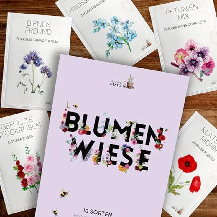 Blumen Samen Set - 10 bunte Blumensamen Sorten für den Garten oder Balkon, die Bienenweide und Wildblumenwiese - Blumenwiese Samen - bunte Wildblumensamen Mischung – Bild 3