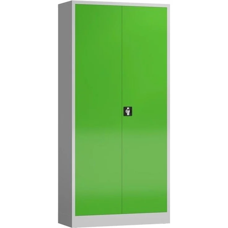 Aktenschrank Metallschrank 2 Türen 4 Fachböden 194,5 x 92 x 42 cm lichtgrau/gelbgrün – Bild 3