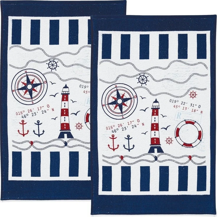 Erwin Müller Geschirrtuch Frottier-Geschirrtuch 2er-Pack, Baumwolle Motiv – Bild 1