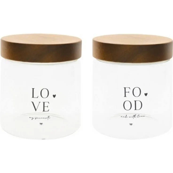 Bastion Collections Geschirr-Set Vorratsdose 2er Set - LOVE & FOOD - transparent