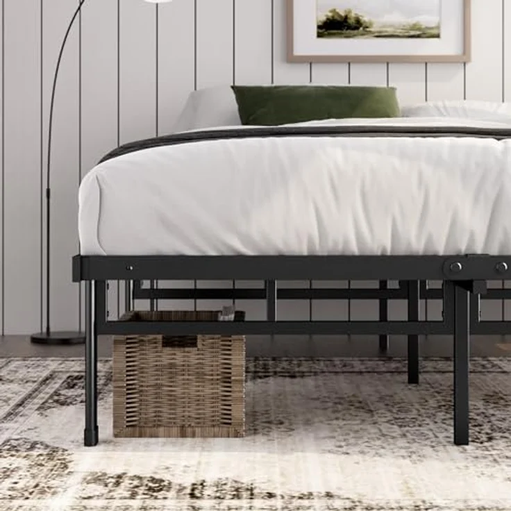 Zinus Justin Bett 90x200 cm - Höhe 36 cm mit Stauraum unter dem Bett - Metall Plattform Bettgestell - Schwarz – Bild 8