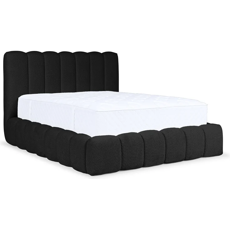 MEBLINI Polsterbett 160x200 mit Lattenrost ohne Matratze - CARLOS - Schwarz Boucle - Bubble Bett - Cloud Bett - Marshmallow Bed - Kopfteil Bett mit Stauraum – Bild 1