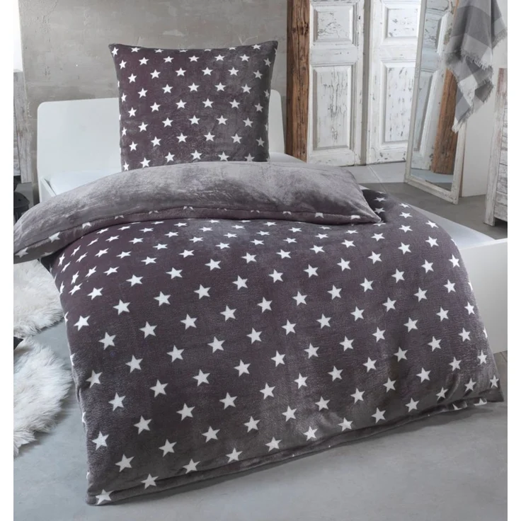 Malika Wendebettwäsche 155x220 + 80x80 cm Cashmere Touch Sterne Bettwäsche, atmungsaktiv, Mikrofaser, 2 teilig, Für Allergiker geeignet, pflegeleicht, angenehm weicher Stoff – Bild 1