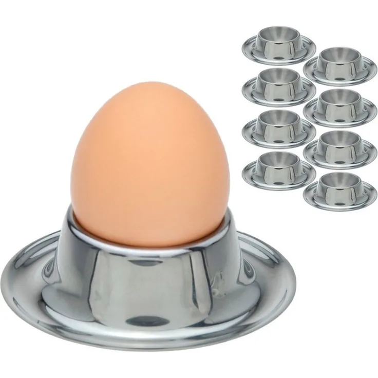 Koopman Eierbecher Edelstahl Rund 8er Set, (Set, 8-tlg, 8 Eierbecher), Set, Flach, Ø8cm, Lebensmittelecht, Spülmaschinengeeignet